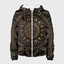 Куртка с капюшоном женская Золотая мандала, цвет: 3D-белый