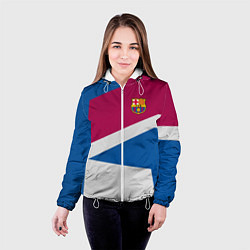 Куртка с капюшоном женская FC Barcelona: Sport Geometry, цвет: 3D-белый — фото 2