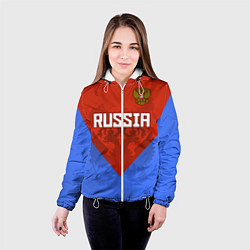 Куртка с капюшоном женская Russia Red & Blue, цвет: 3D-белый — фото 2