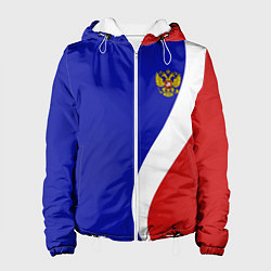 Куртка с капюшоном женская Герб РФ Триколор, цвет: 3D-белый