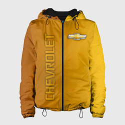Куртка с капюшоном женская Chevrolet желтый градиент, цвет: 3D-черный