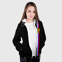 Куртка с капюшоном женская Лента с гербом России, цвет: 3D-белый — фото 2