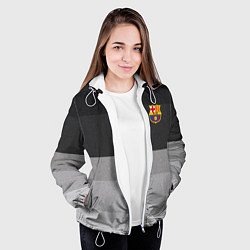Куртка с капюшоном женская ФК Барселона: Серый стиль, цвет: 3D-белый — фото 2
