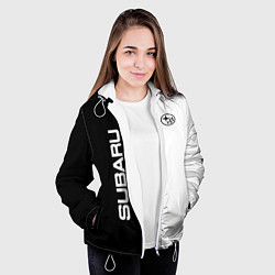 Куртка с капюшоном женская Subaru B&W, цвет: 3D-белый — фото 2