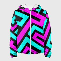 Куртка с капюшоном женская Maze: Violet & Turquoise, цвет: 3D-белый