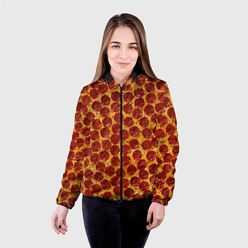 Женская куртка Пицца пепперони / 3D-Черный – фото 4