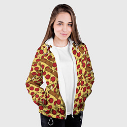 Куртка с капюшоном женская Любитель пиццы, цвет: 3D-белый — фото 2