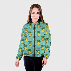Куртка с капюшоном женская Веселые ананасы, цвет: 3D-черный — фото 2
