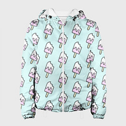 Куртка с капюшоном женская Любитель мороженного, цвет: 3D-белый