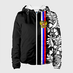 Куртка с капюшоном женская Россия: цветочная коллекция, цвет: 3D-белый