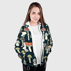 Куртка с капюшоном женская Грибной лес, цвет: 3D-белый — фото 2