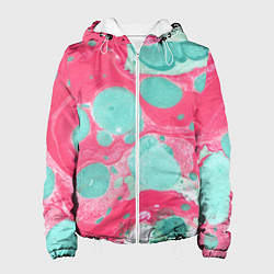 Куртка с капюшоном женская Watercolor: Pink & Turquoise, цвет: 3D-белый