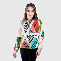 Куртка с капюшоном женская Тропическое ассорти, цвет: 3D-черный — фото 2