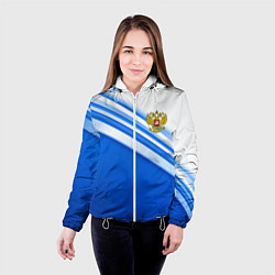 Куртка с капюшоном женская Россия: голубая волна, цвет: 3D-белый — фото 2