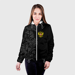 Куртка с капюшоном женская Герб России и орнамент, цвет: 3D-белый — фото 2