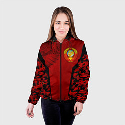 Куртка с капюшоном женская Камуфляж СССР, цвет: 3D-черный — фото 2