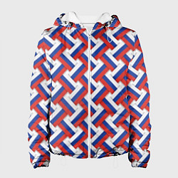 Куртка с капюшоном женская Российский триколор плетёнка, цвет: 3D-белый
