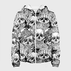 Куртка с капюшоном женская Hipster skulls, цвет: 3D-белый