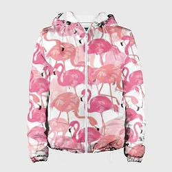 Куртка с капюшоном женская Рай фламинго, цвет: 3D-белый