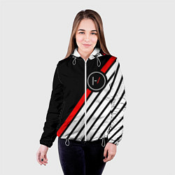 Куртка с капюшоном женская 21 Pilots: Black Logo, цвет: 3D-белый — фото 2