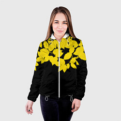 Куртка с капюшоном женская Желтые Листья - Минимализм, цвет: 3D-белый — фото 2