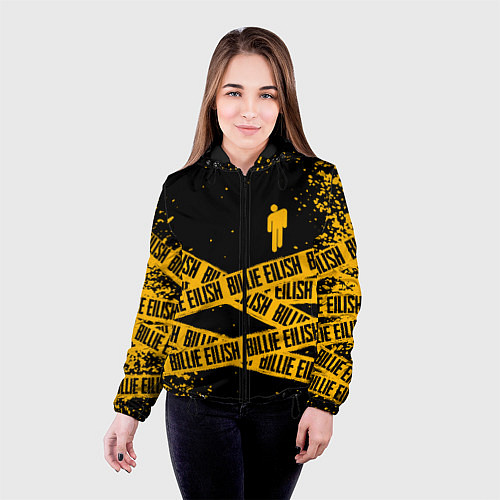 Женская куртка BILLIE EILISH: Yellow & Black Tape / 3D-Черный – фото 4