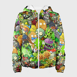 Куртка с капюшоном женская PLANTS VS ZOMBIES, цвет: 3D-белый