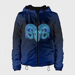 Куртка с капюшоном женская Знаки Зодиака Овен, цвет: 3D-черный