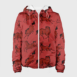 Куртка с капюшоном женская Красные кони, цвет: 3D-белый