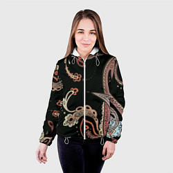 Куртка с капюшоном женская Расписной узор, цвет: 3D-белый — фото 2