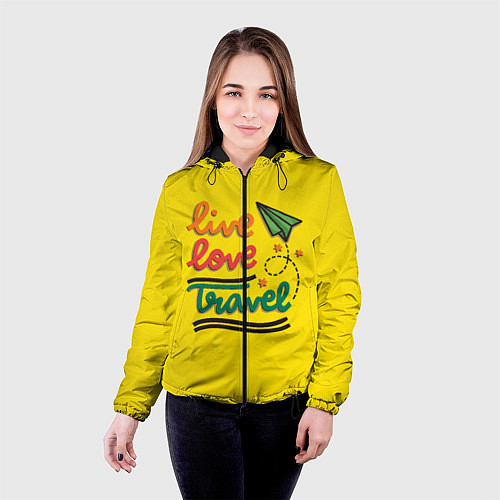 Женская куртка Жизнь, любовь, путешествия / 3D-Черный – фото 4