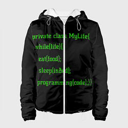 Куртка с капюшоном женская Жизнь программиста, цвет: 3D-белый
