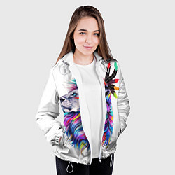 Куртка с капюшоном женская Лев арт, цвет: 3D-белый — фото 2
