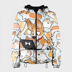 Куртка с капюшоном женская Корги, цвет: 3D-черный