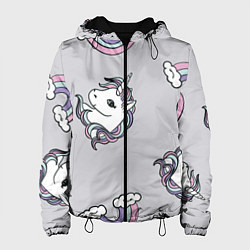 Куртка с капюшоном женская Радужный единорог, цвет: 3D-черный