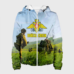 Куртка с капюшоном женская Войска связи, цвет: 3D-белый