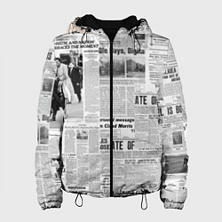 Куртка с капюшоном женская Газета Newspaper, цвет: 3D-черный