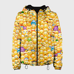 Куртка с капюшоном женская Смайлики Emoji, цвет: 3D-черный