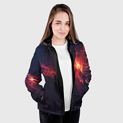 Куртка с капюшоном женская Космос, цвет: 3D-черный — фото 2