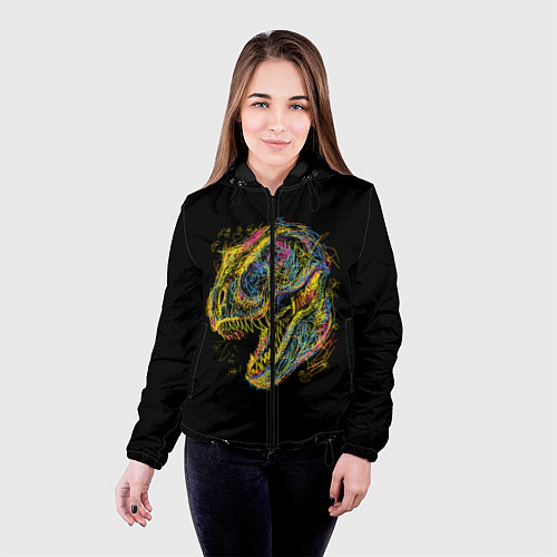 Женская куртка Тираннозавр Рекс / 3D-Черный – фото 4