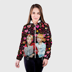 Куртка с капюшоном женская BTS: Юнмины Чимин и Юнги, цвет: 3D-белый — фото 2