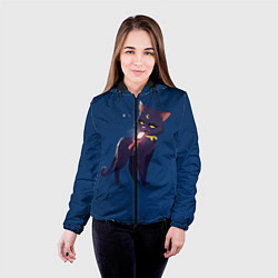 Куртка с капюшоном женская КИСА С ТЕЛЕФОНОМ, цвет: 3D-черный — фото 2