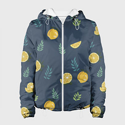 Куртка с капюшоном женская Лимонный узор, цвет: 3D-белый
