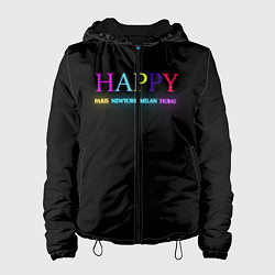 Куртка с капюшоном женская HAPPY, цвет: 3D-черный