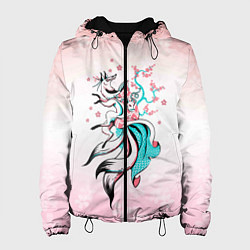 Куртка с капюшоном женская ЛИСА И САКУРА, цвет: 3D-черный