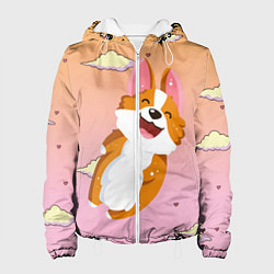Куртка с капюшоном женская Милый корги, цвет: 3D-белый