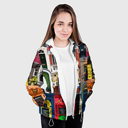 Куртка с капюшоном женская London doors цифровой коллаж, цвет: 3D-белый — фото 2