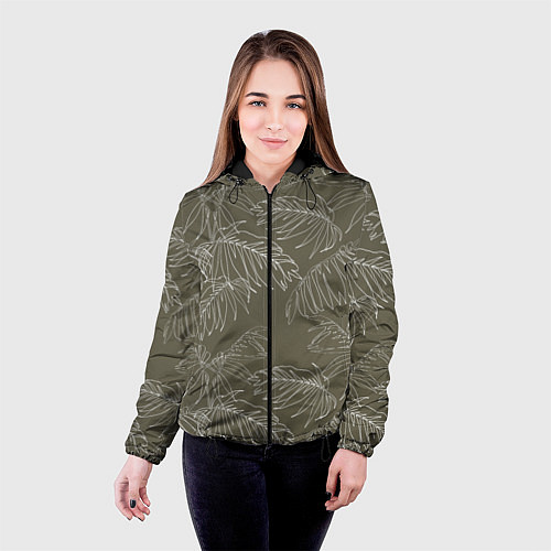 Женская куртка Листья пальмы / 3D-Черный – фото 4