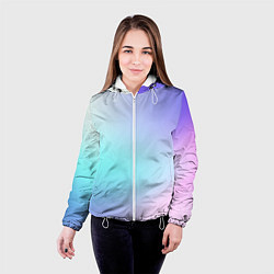 Куртка с капюшоном женская Небесно голубой градиентный, цвет: 3D-белый — фото 2