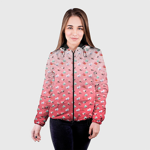 Женская куртка Пижамный цветочек / 3D-Черный – фото 4
